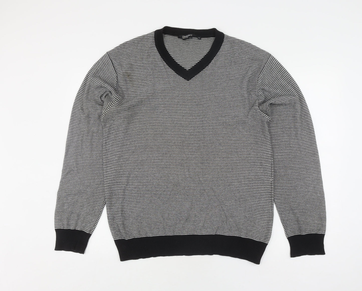Dissident Men's M Striped V-Neck Cotton Jumper