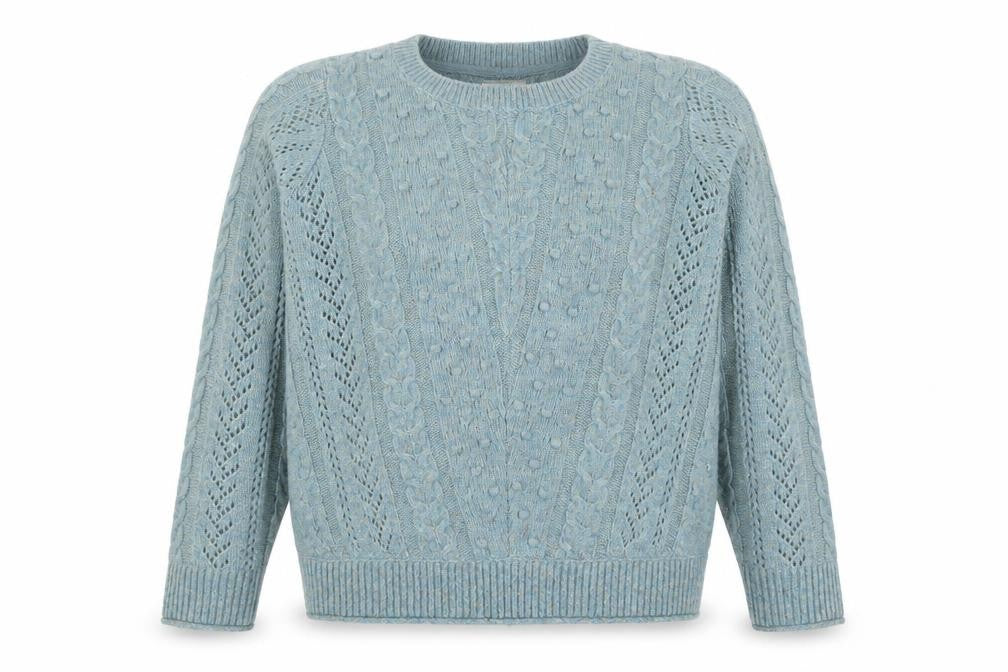 Womens UK 8 Regular FatFace Blue Jumper Cable-Knit