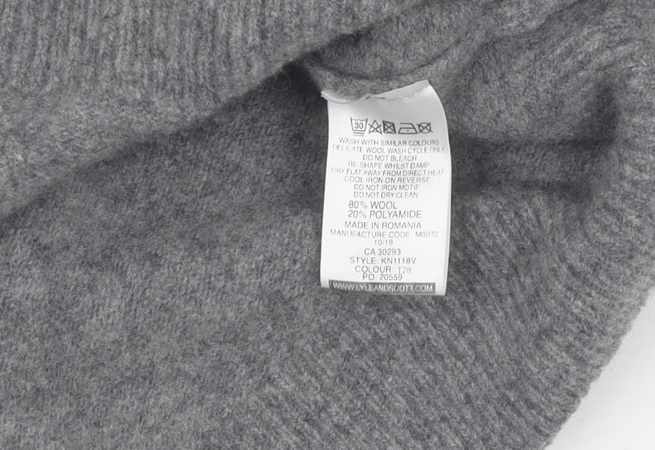 Lyle & Scott Men's Grey Wool Pullover Jumper, S