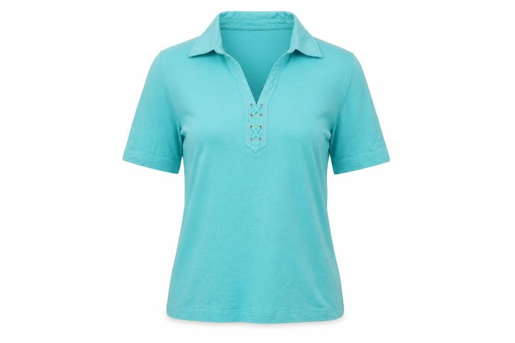 Womens UK Size M Karen Scott Blue 100% Cotton Polo