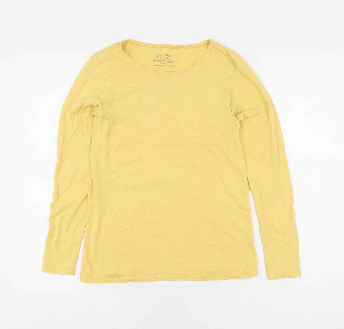 FatFace Women's Yellow Long Sleeve Basic T-Shirt Size 12