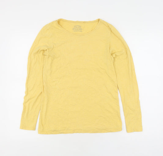 FatFace Women's Yellow Long Sleeve Basic T-Shirt Size 12