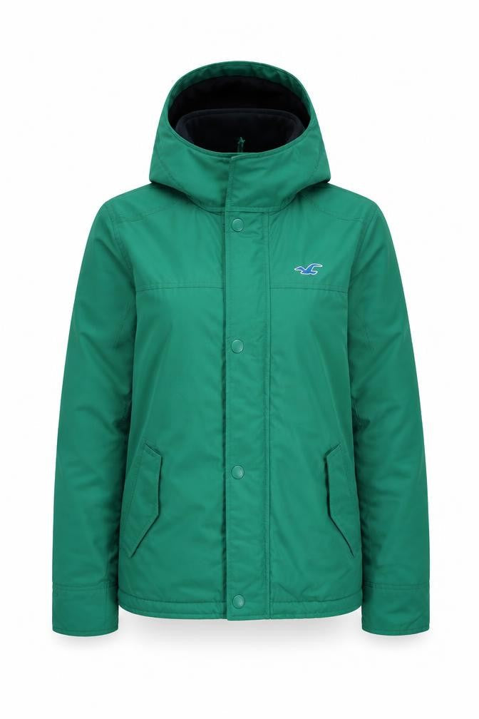 Womens UK Size XS Regular Hollister Green Polyester Jacket