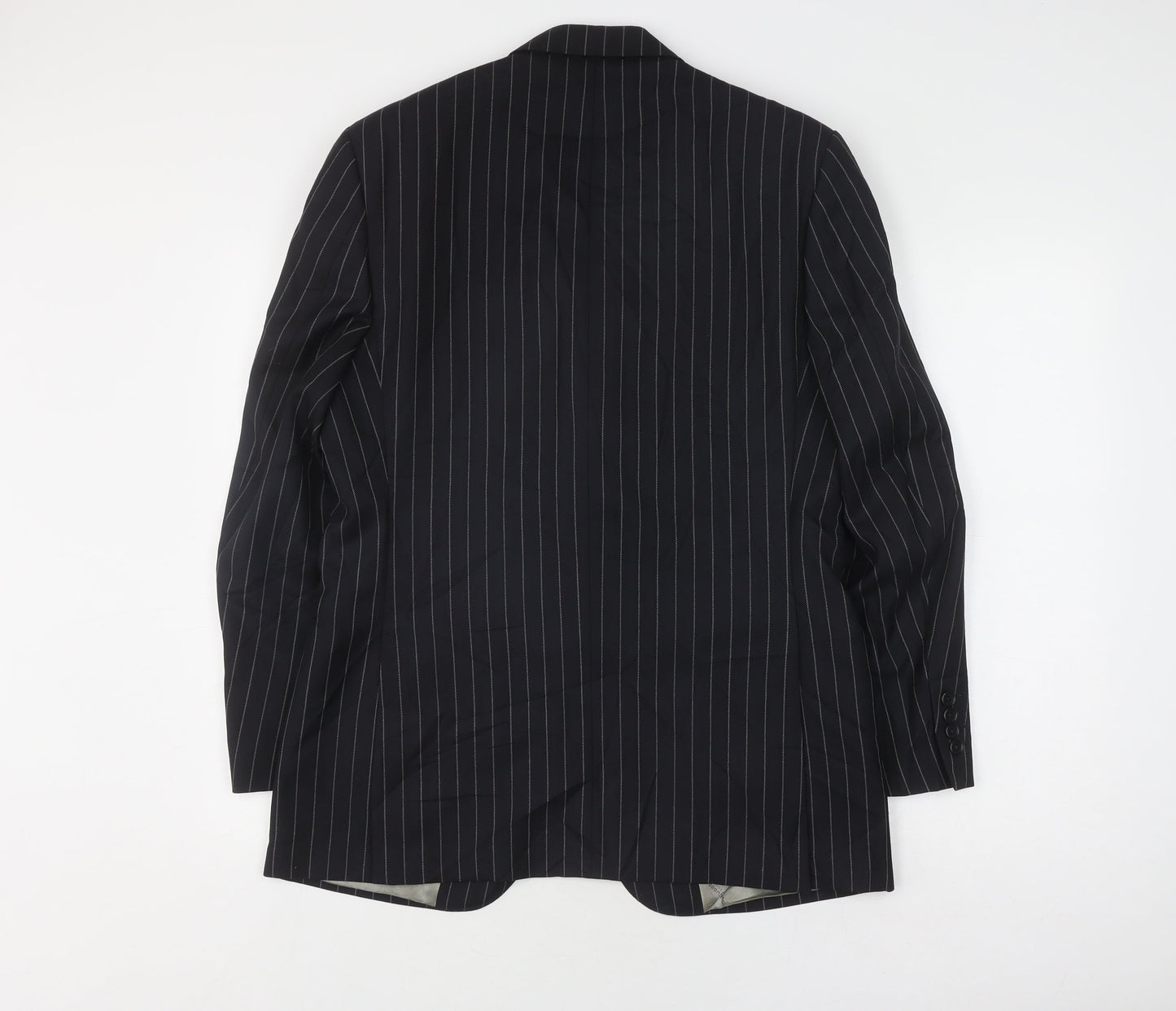 Aquascutum Men's Black Striped Suit Jacket, Size 40R