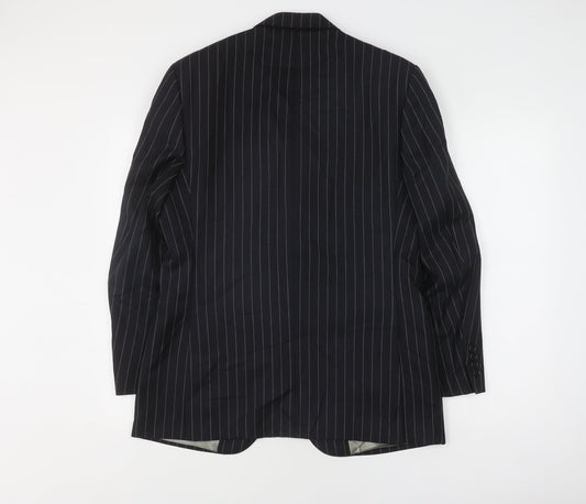 Aquascutum Men's Black Striped Suit Jacket, Size 40R