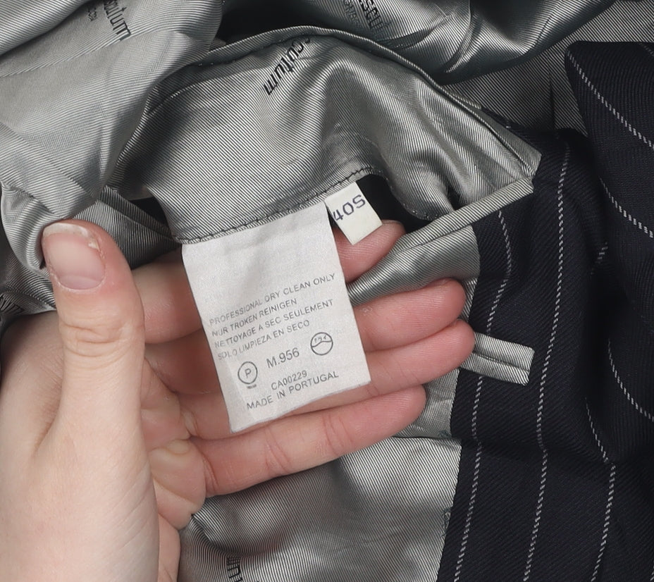 Aquascutum Men's Black Striped Suit Jacket, Size 40R