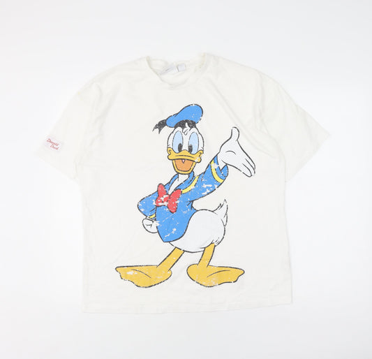 Disney White Donald Duck Unisex Graphic T-Shirt S 10/12