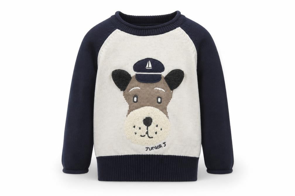 Junior J Unisex Baby Blue Animal Pullover Jumper 12-18 Months
