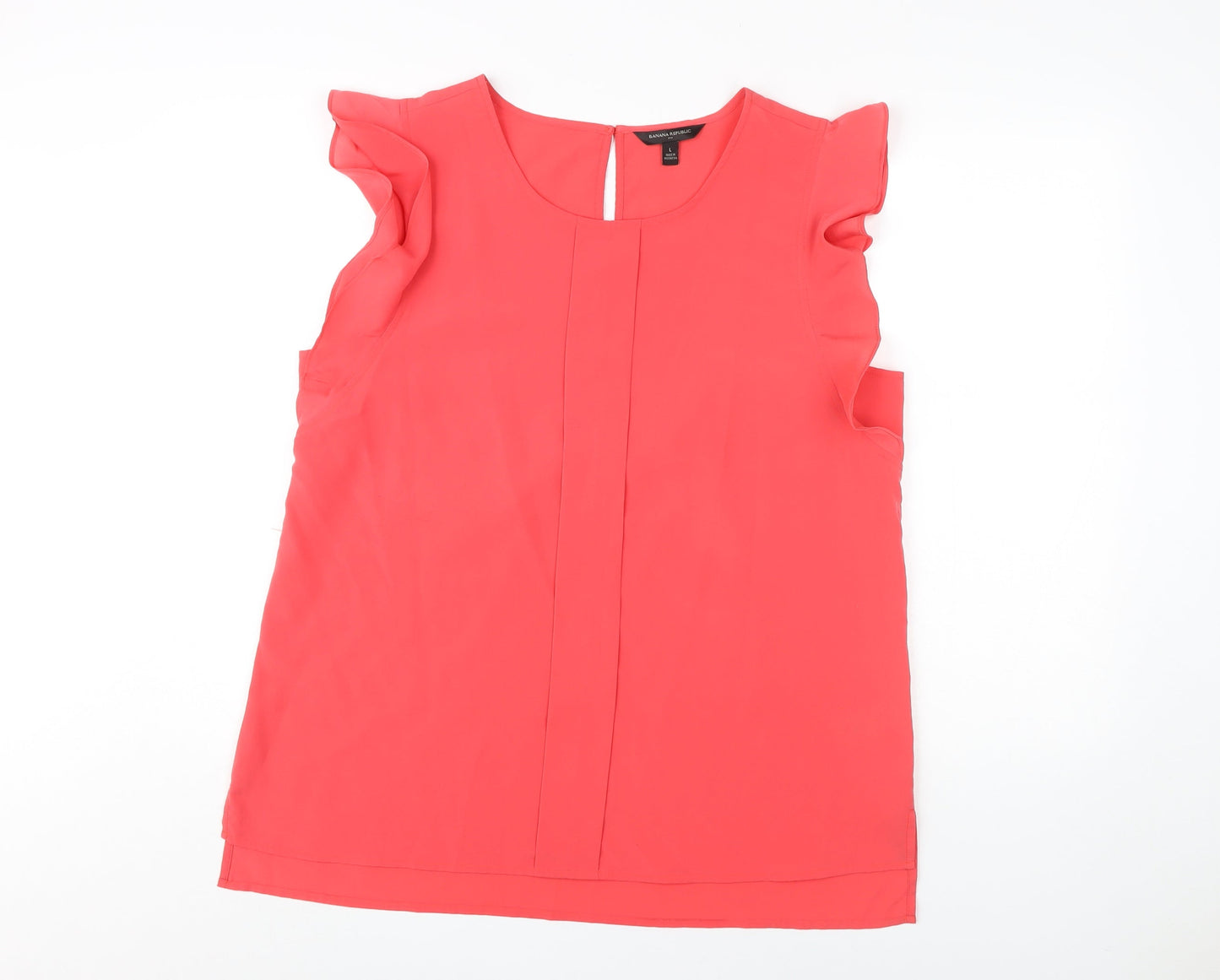 Banana Republic Women's Pink Blouse - L, Flutter Sleeve, Casual