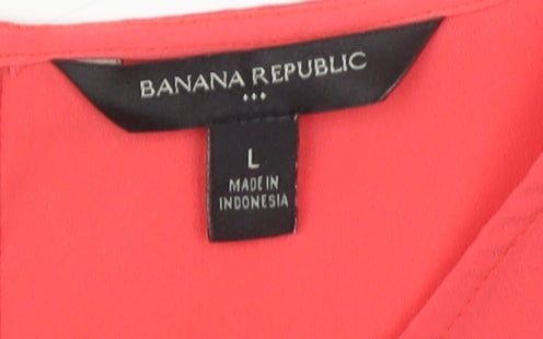 Banana Republic Women's Pink Blouse - L, Flutter Sleeve, Casual