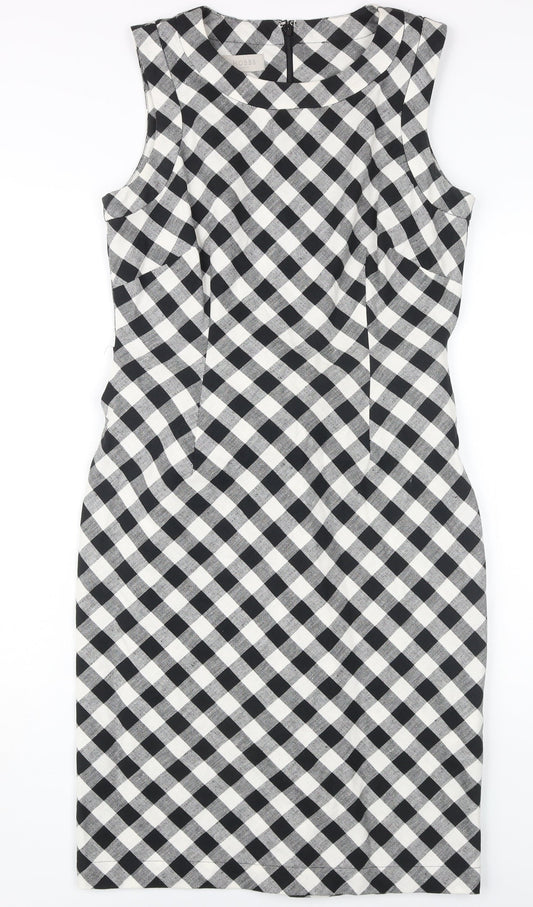 Hobbs Women's Black Check Pencil Dress Size 10