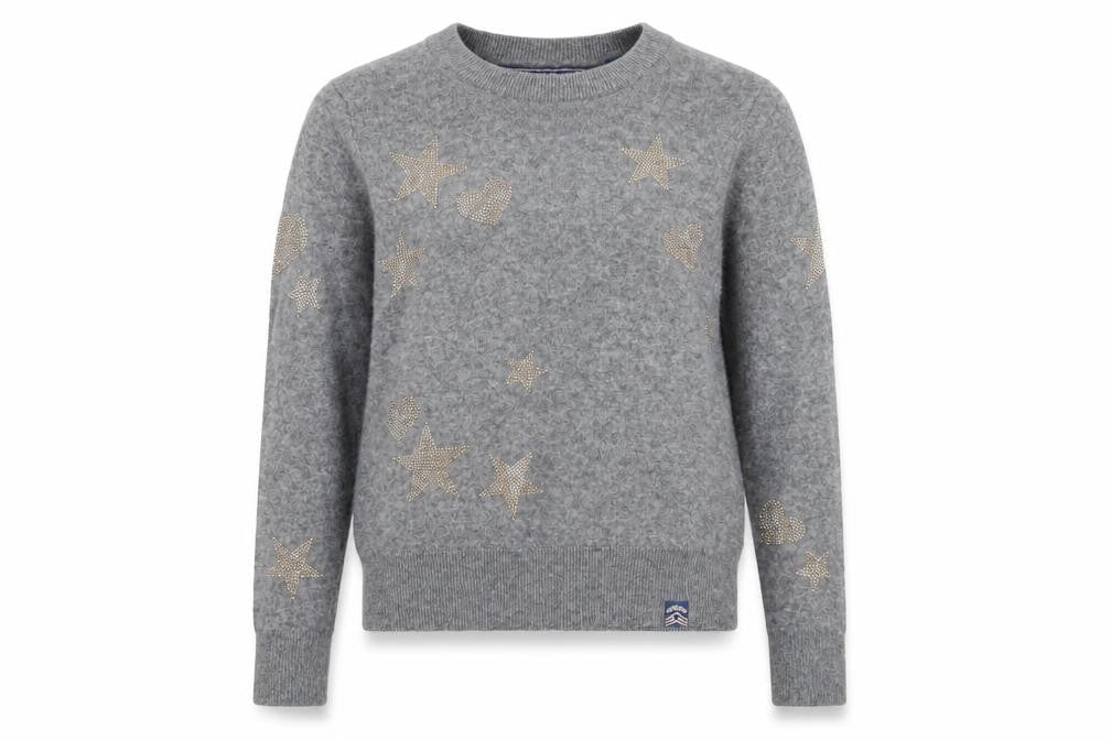 Womens UK 12 Regular Superdry Grey Pullover Cable-Knit