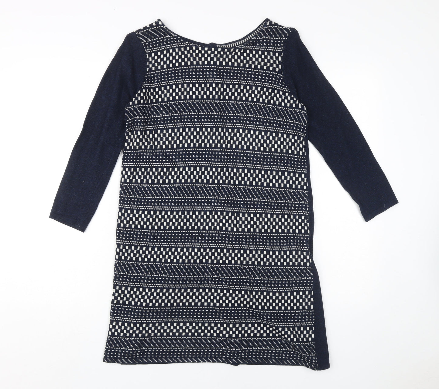 White Stuff Women's Blue Geometric Shift Dress Size 10