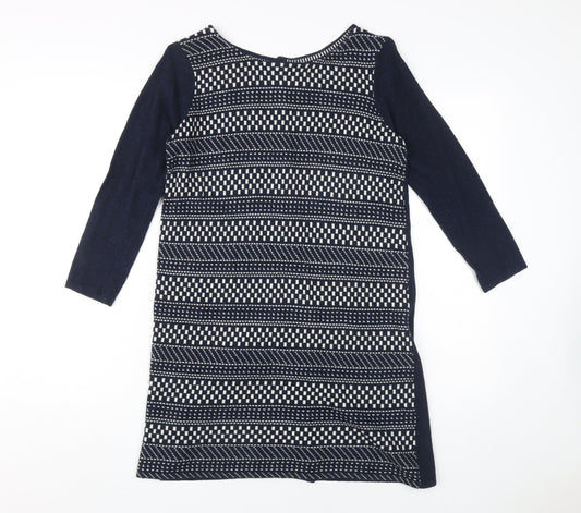 White Stuff Women's Blue Geometric Shift Dress Size 10