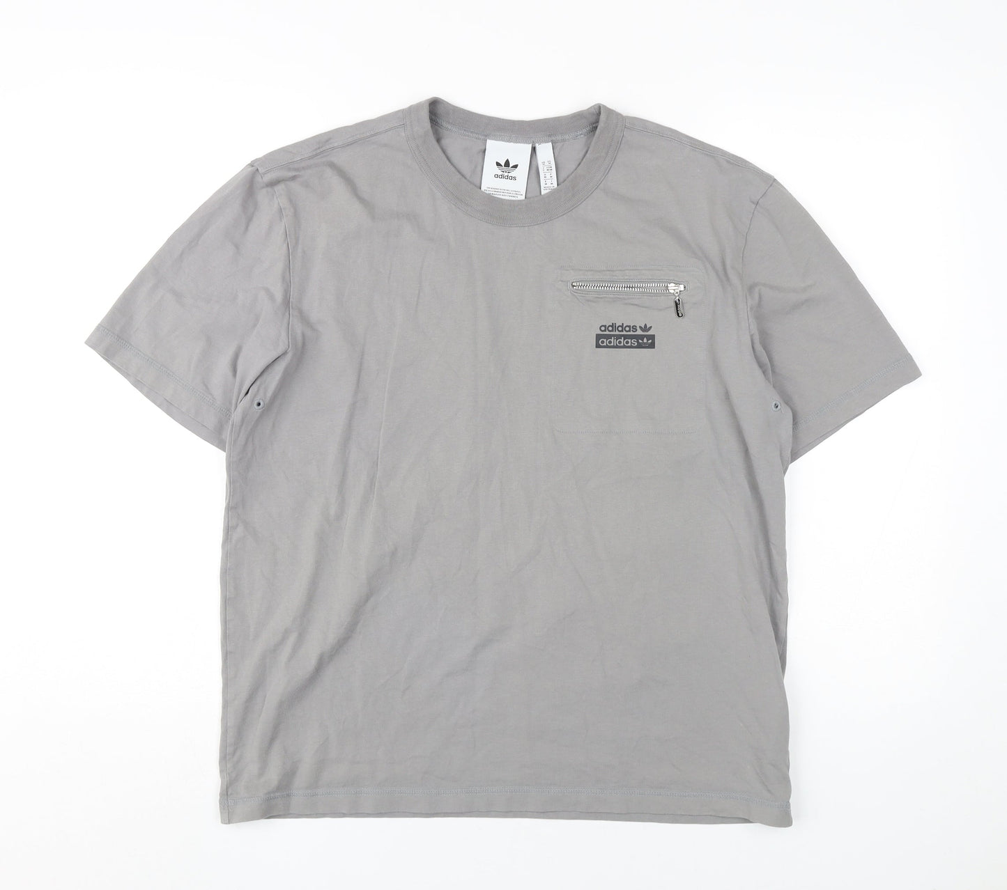 Adidas Men’s Grey Crew Neck T-Shirt, Size M
