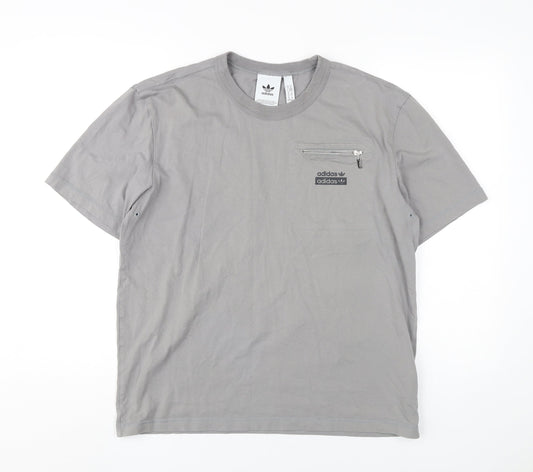Adidas Men’s Grey Crew Neck T-Shirt, Size M