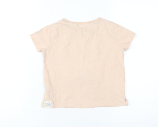 FatFace Girls' Beige Graphic Print T-Shirt, 5-6 Years, Casual