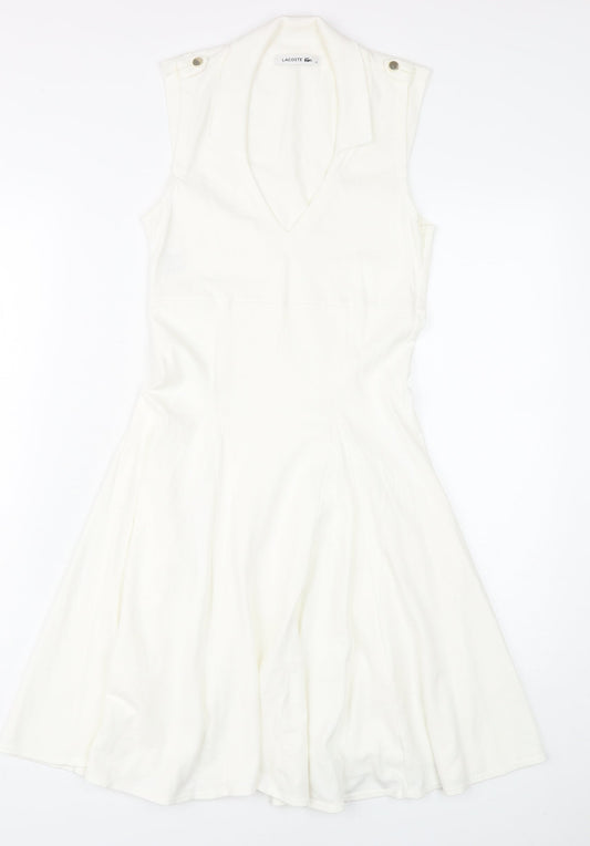 Lacoste Women's White Sleeveless Fit & Flare Dress - Size 4
