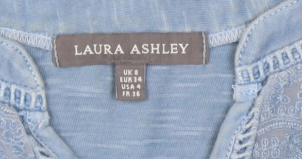 Laura Ashley Women’s Blue Sleeveless Blouse, Size 8