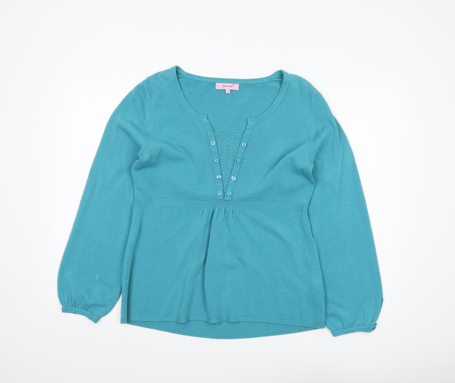 Marks and Spencer Women's Blue V-Neck Pullover Jumper