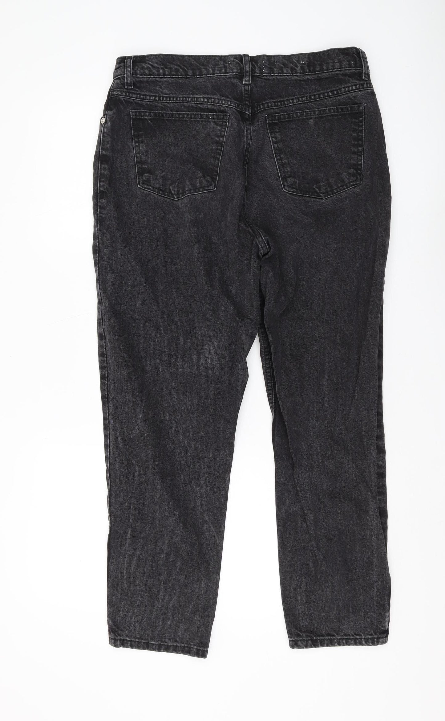 MNG Women's Black Mom Jeans Size 14, High-Rise Denim