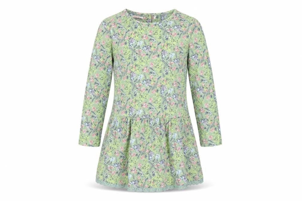 FatFace Girls Green Floral Cotton Dress 6-7 Years