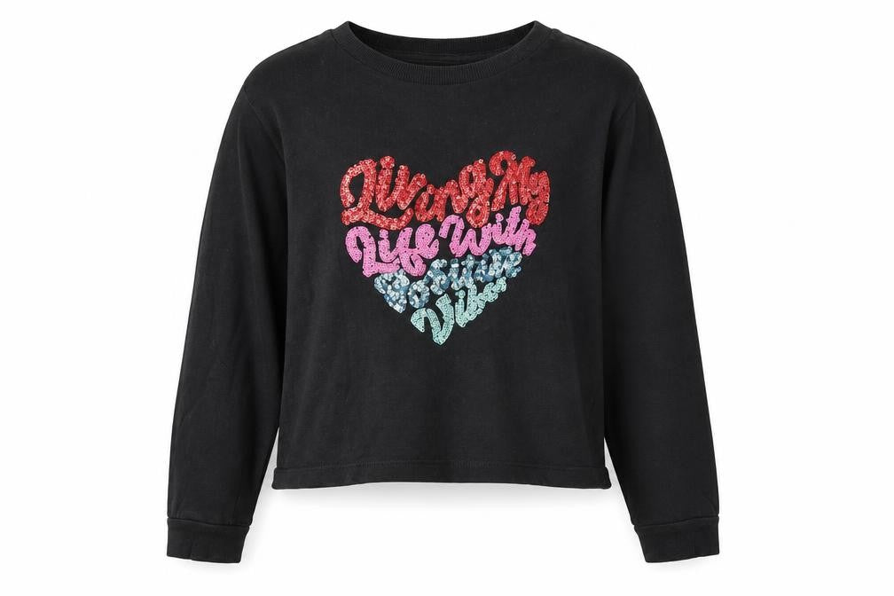 Marks and Spencer Girls Black Graphic T-Shirt, 9 Years