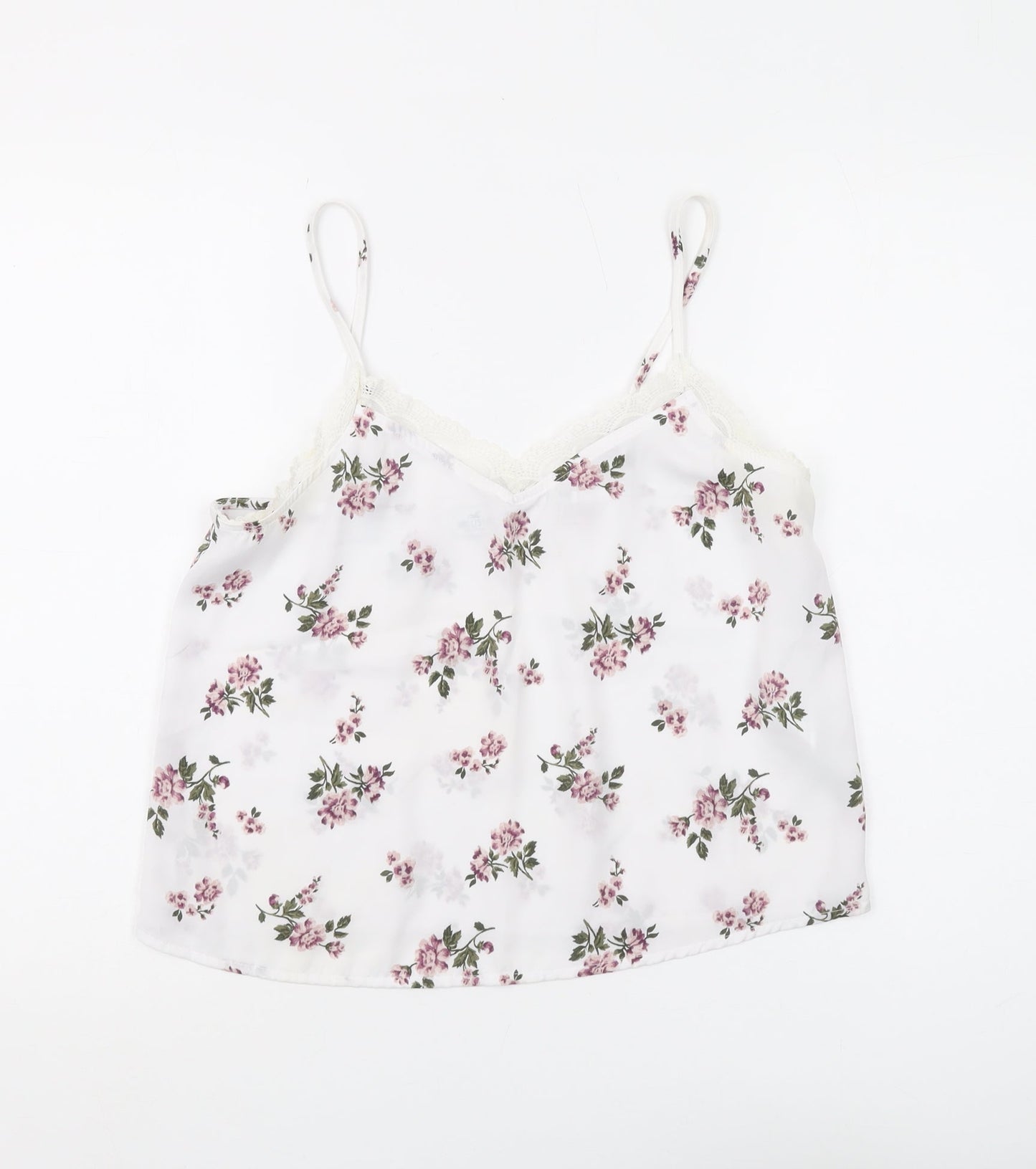 Hollister Women's White Floral Camisole Tank Top S