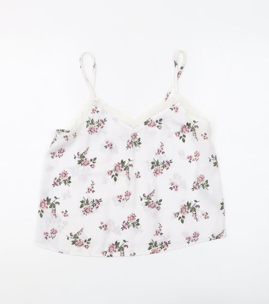 Hollister Women's White Floral Camisole Tank Top S