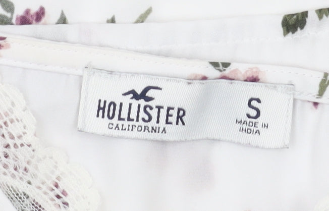 Hollister Women's White Floral Camisole Tank Top S