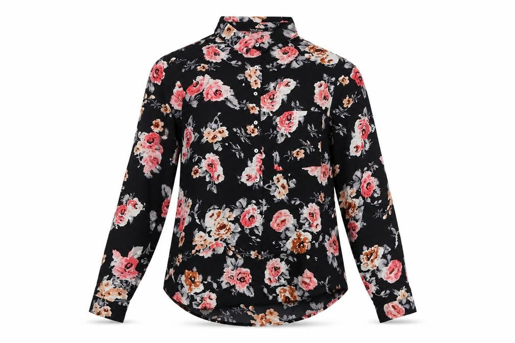 Boohoo Women's Black Floral Blouse in Size 6