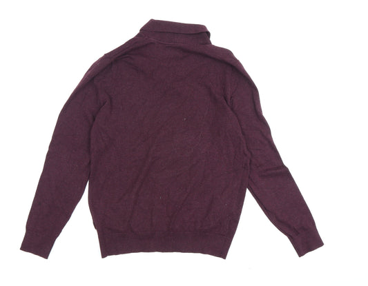 Marks and Spencer Men's Purple Mock Neck Jumper S