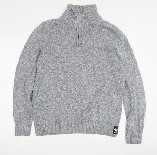 SuperDry Men's Grey XL 1/2 Zip Knit Jumper