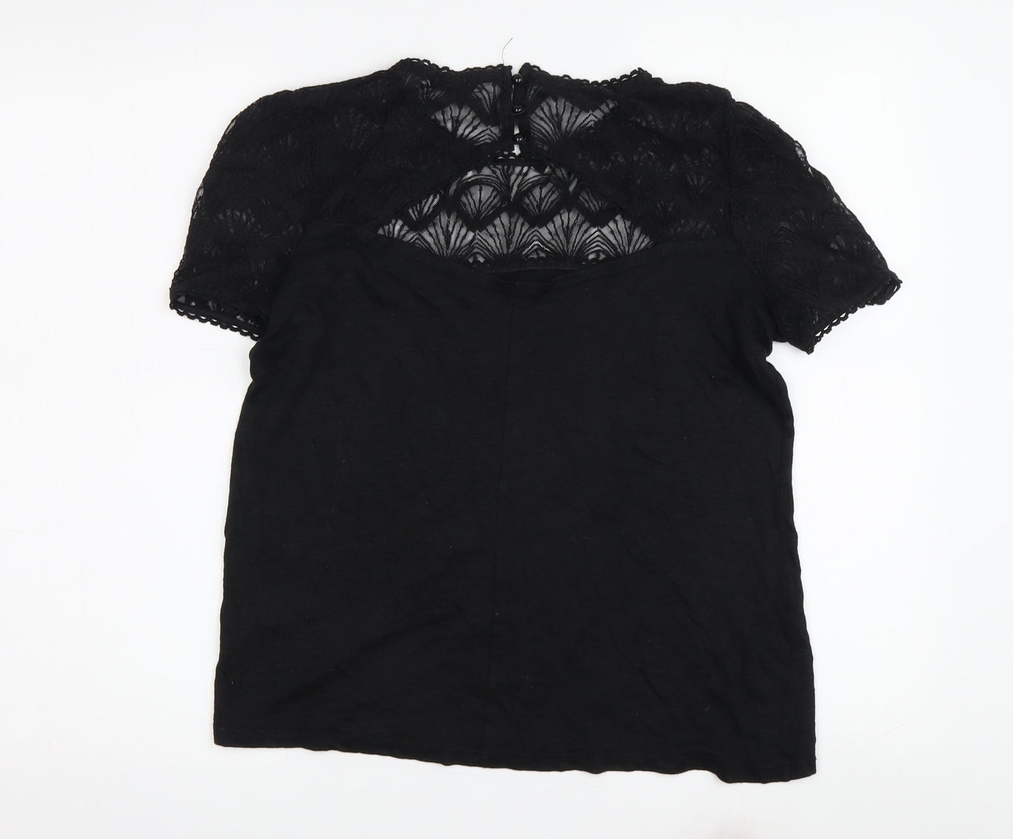 Mademoiselle R Women’s Black Lace Blouse, Size M, Classic Style