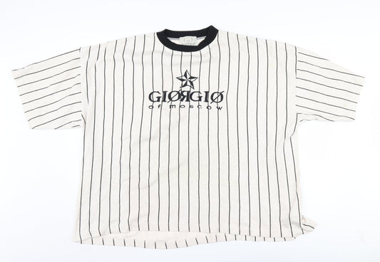 Giorgio Men’s Beige Striped T-Shirt, 4 Plus, Cotton