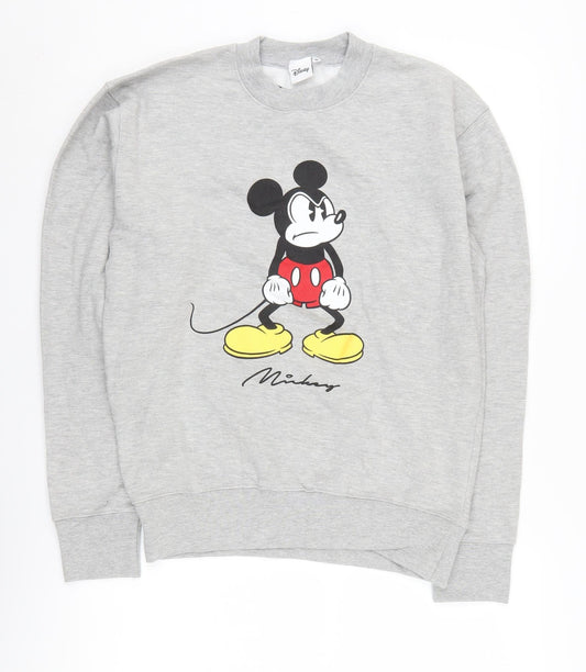 Disney Men's Grey Mickey Mouse Pullover Sweatshirt M