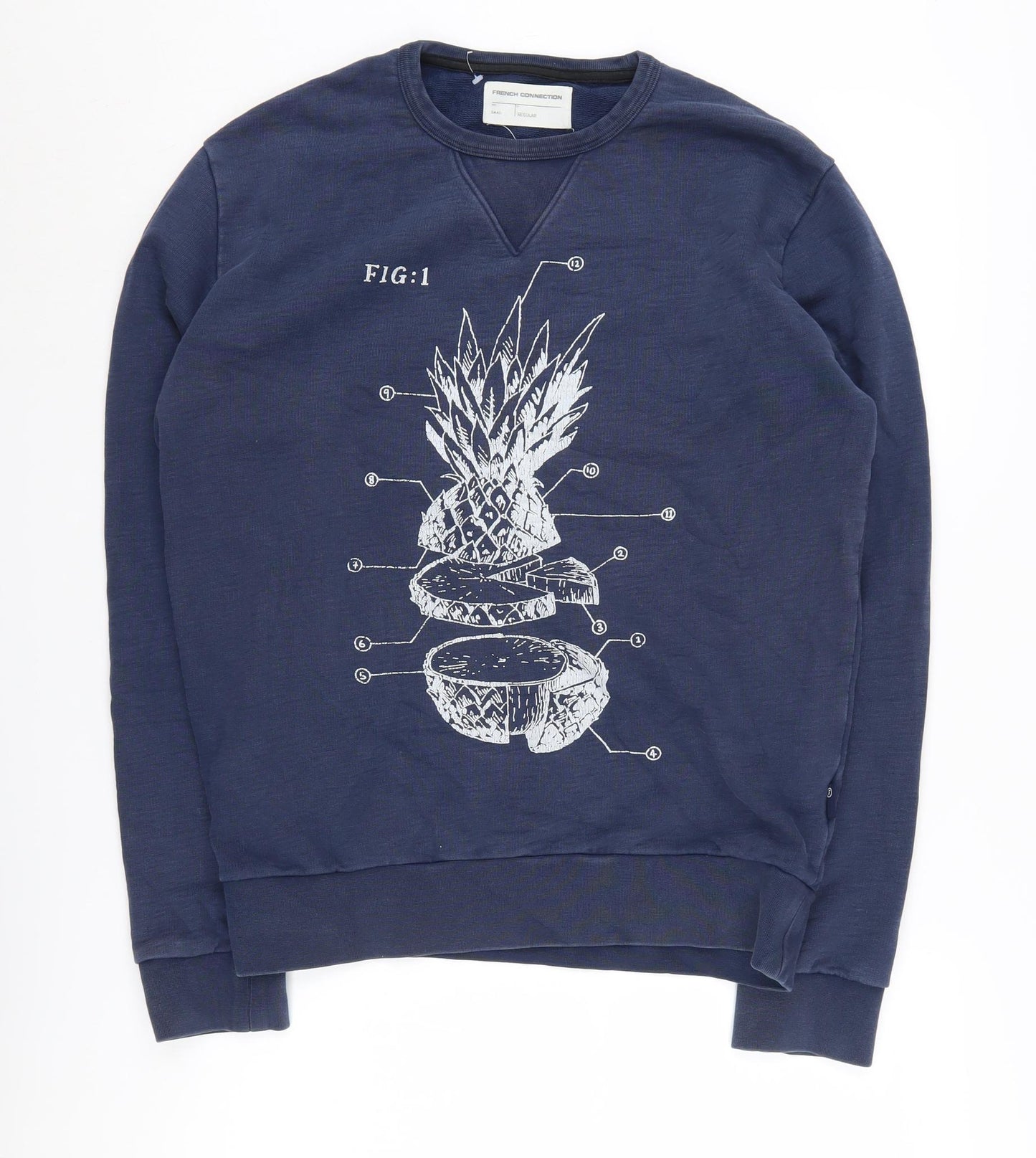French Connection Men's Blue Graphic Sweatshirt S Regular Fit