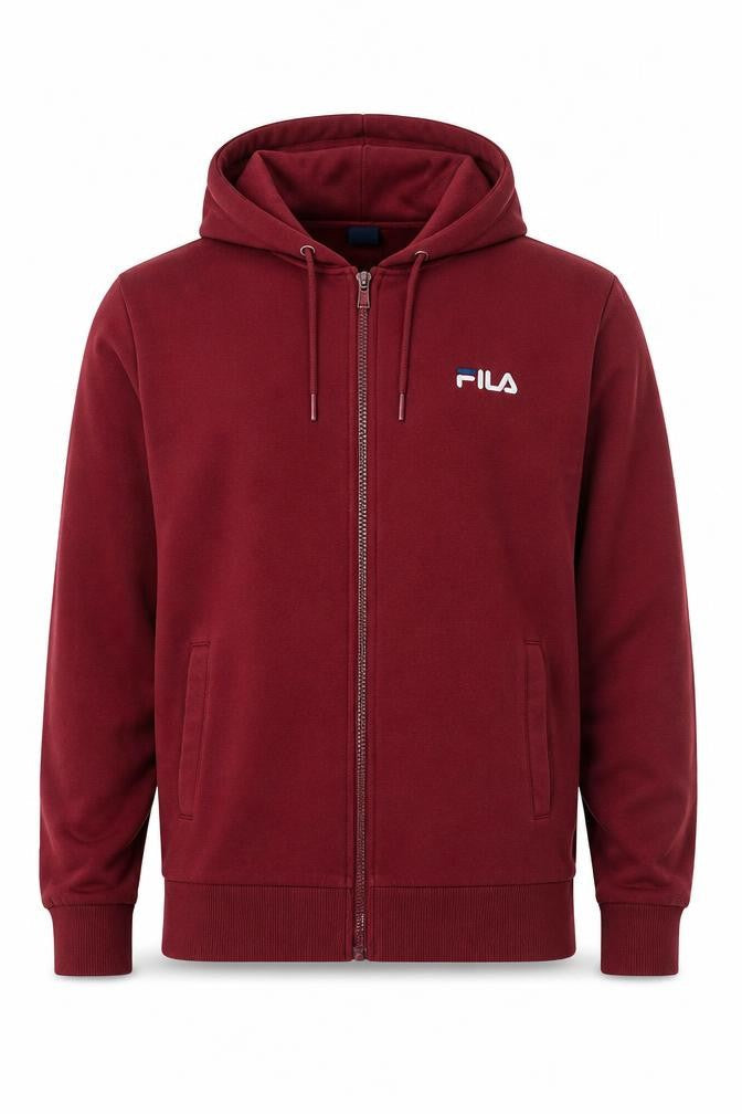 Mens UK S Regular FILA Red Full Zip Hoodie