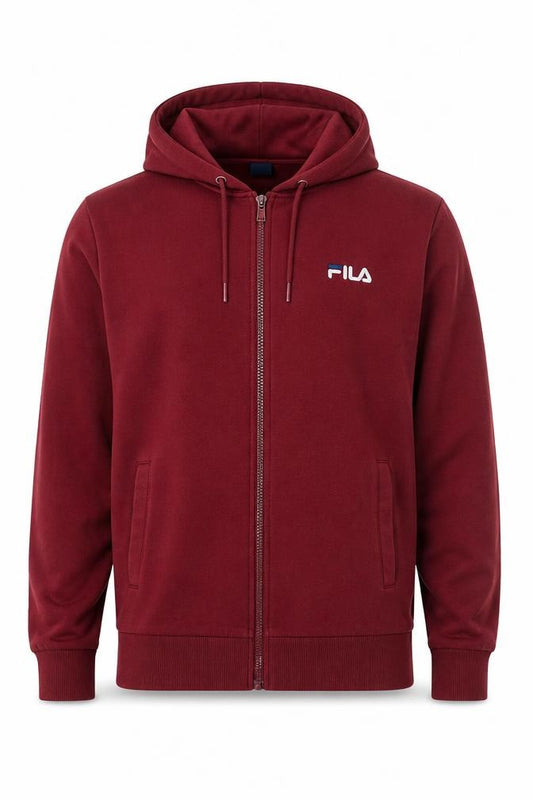 Mens UK S Regular FILA Red Full Zip Hoodie