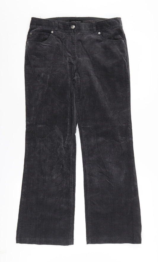 Laura Ashley Women's Black Wide-Leg Corduroy Jeans UK 12