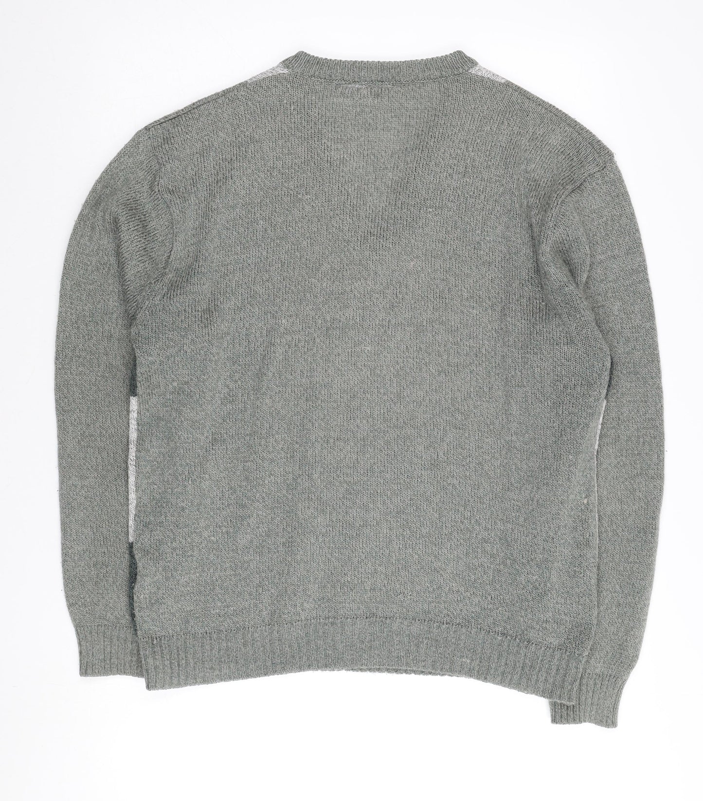 Tootal Men's Grey Check V-Neck Pullover Jumper - L