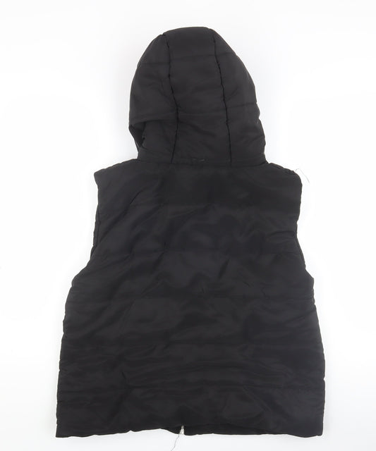 Boohoo Women's Black Hooded Sleeveless Waistcoat L