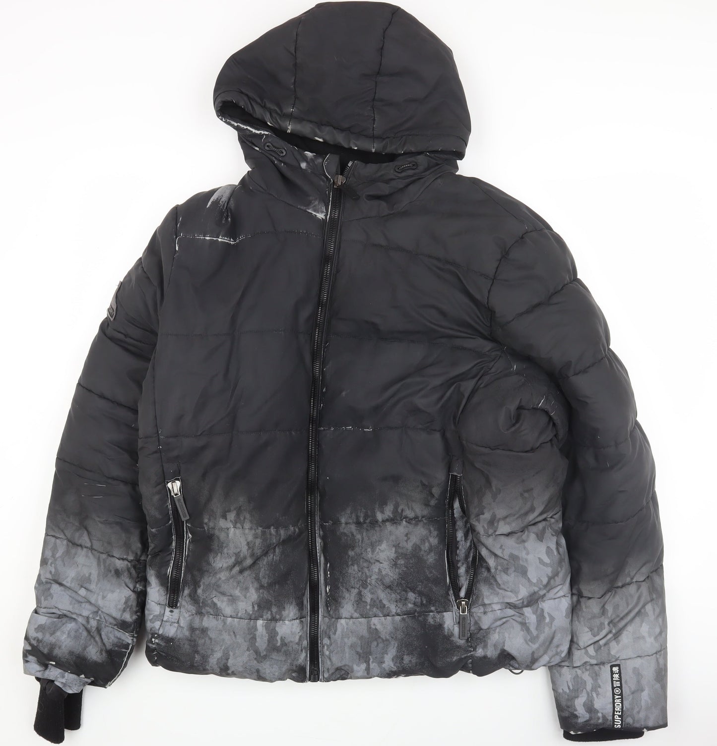 Superdry Men's Black XL Puffer Jacket With Hood