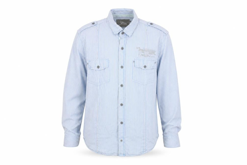 RiSD Men's Blue Striped Button-Up Shirt, Size L