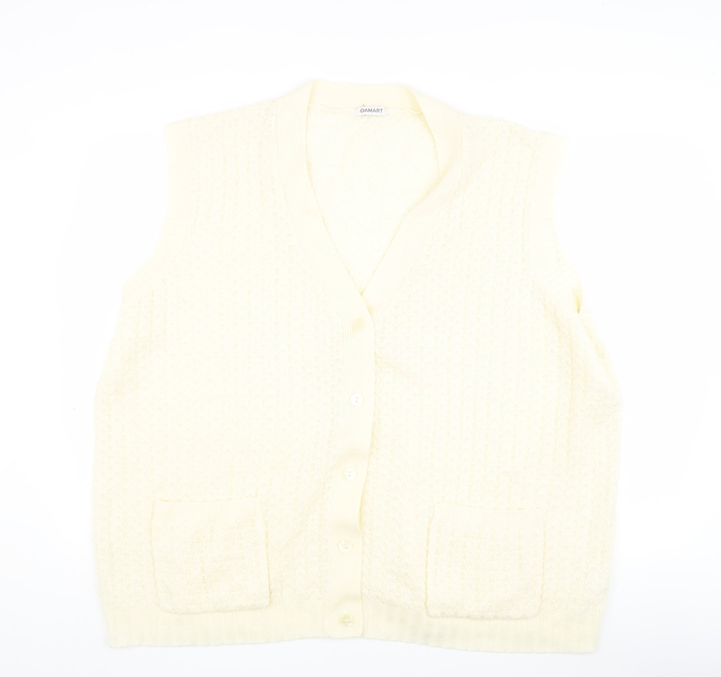 Damart Women's Ivory Knit Vest 30/32 V-Neck Acrylic
