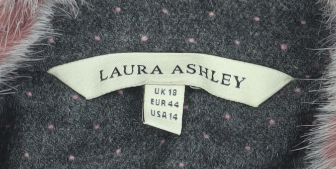 Laura Ashley Women’s Grey Blazer Faux Fur Collar Size 18