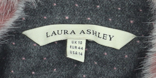 Laura Ashley Women’s Grey Blazer Faux Fur Collar Size 18
