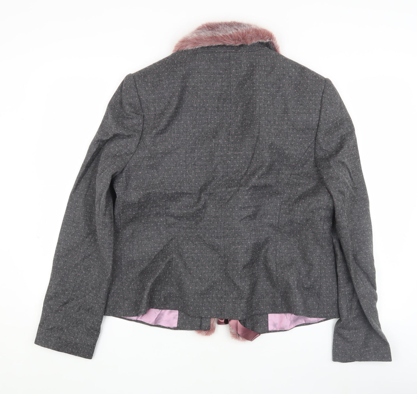 Laura Ashley Women’s Grey Blazer Faux Fur Collar Size 18