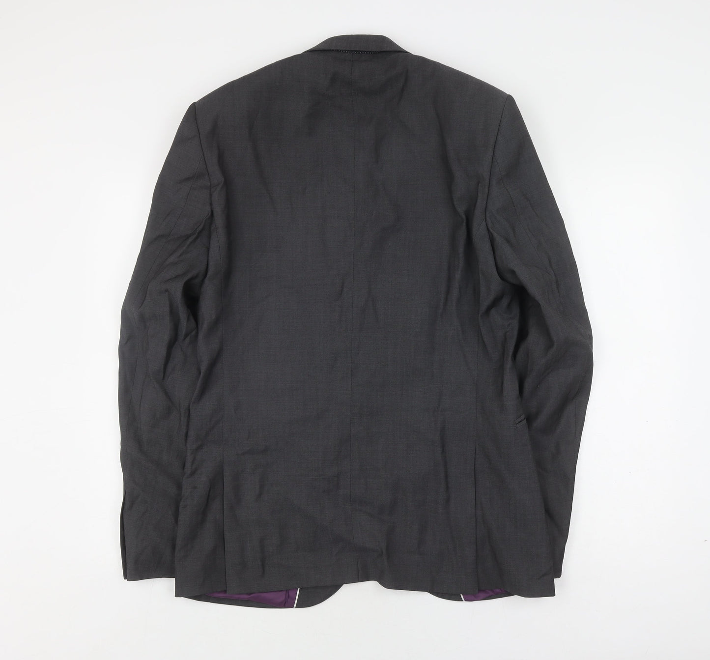 Next Men's Grey Slim Fit Long Blazer 40L
