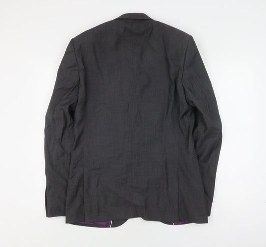 Next Men's Grey Slim Fit Long Blazer 40L
